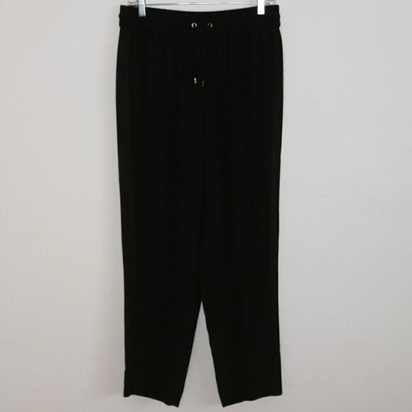 St. John Black Classic Straight Leg Pants Elastic Waistband - Picture 1 of 6